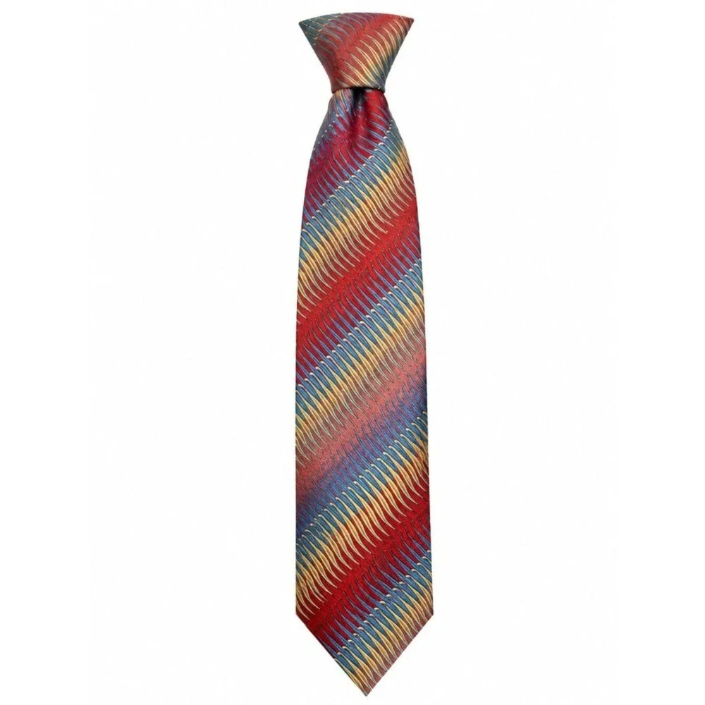 Daniel De Fasson Multicolor Designer Tie Bold Wave Stripe Mens Necktie Vintage S - Picture 1 of 6